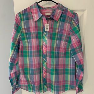 Talbots Madras Plaid button up shirt